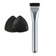 thumbnail image 2 of Set de brocha y borla de polvos triangular - Polvos no comestibles, cabeza plana, portátil - Aplicación de base de maquillaje/corrector, 2 of 8
