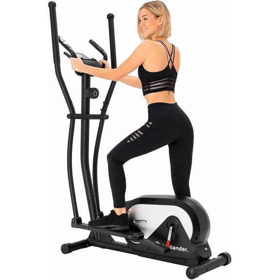 Elíptica Bluelander, Eliptic Trainer, 8 Niveles de Resistencia, Zancada 30 cm, Pantalla con Tiempo, Velocidad, Distancia, Calorías y Pulso
