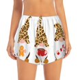 thumbnail image 2 of Balery Christmas Gnomes In Leopard Pantalones cortos deportivos para mujer con forro y dos bolsillos, elásticos, para entrenamiento, gimnasio, yoga-Small, 2 of 7