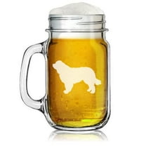 16oz Mason Jar Glass Mug w/Handle Newfoundland Dog