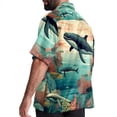thumbnail image 3 of Whale Men's Short Sleeve Button Down Beach Shirts, Casual Printed Summer Unisex Tops, 3 of 6