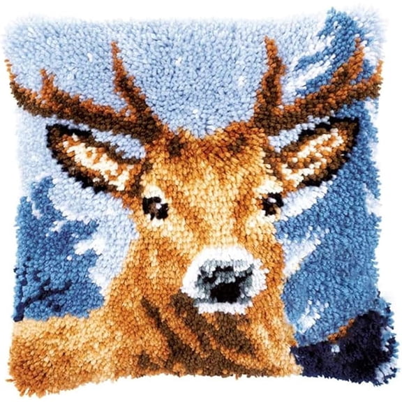 Latch Hook Kits, Deel | Throw Pillow Cover Sofa Cushion Embroidery Creative Craft Home Decor Ideal for Learning Pillow Making 43×43cm/17*17in