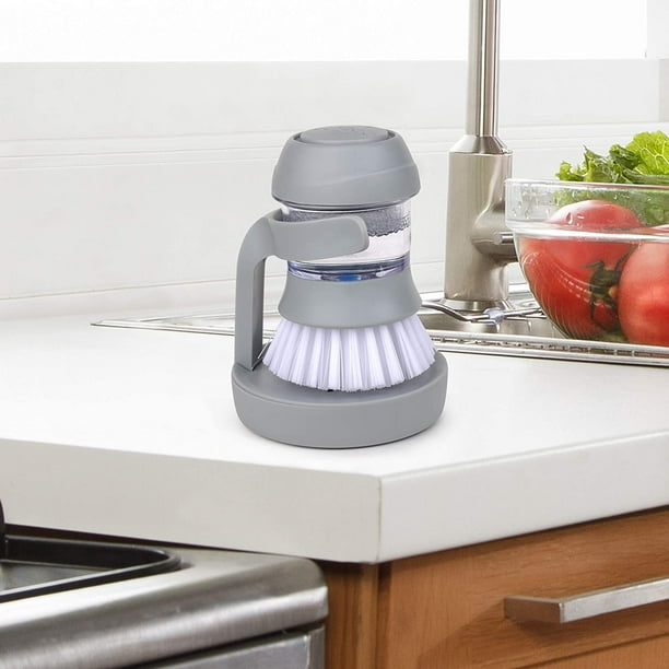 Soap Dispensing Palm Brush Kitchen Brush for Dish Pot Pan Sink Cleaning