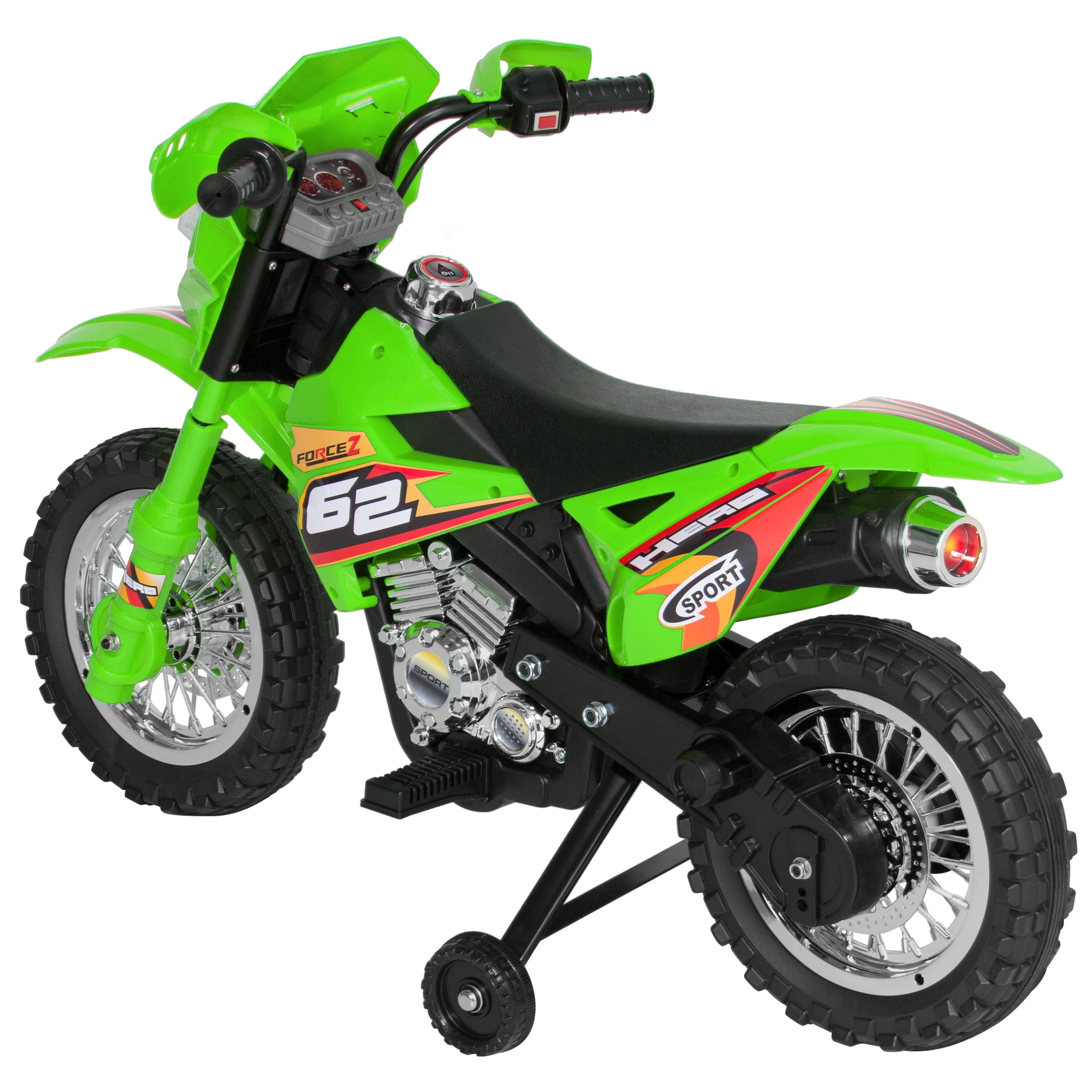 battery operated dirt bike with training wheels