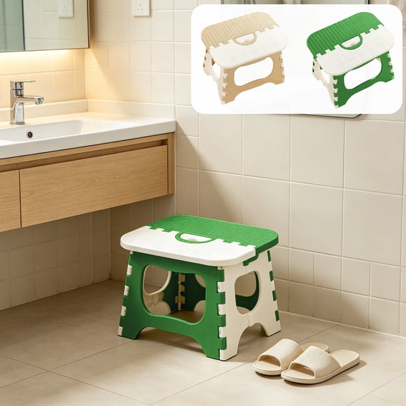 Sahpxhe Step Stool Foldable Portable Plastic Folding Step Stool,Lightweight Green Space-Saving Seat Kitchen Step Stool for Home,Office,Camping,Outdoor Green