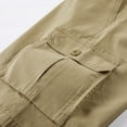 thumbnail image 4 of Ndbuld Gift for Girls Mens Cargo Shorts Long Capri Short Men's Summer Outdoors Casual Overalls Plus Size Have Pockets Drawstring Sport Shorts Pants,Khaki,XL, 4 of 5