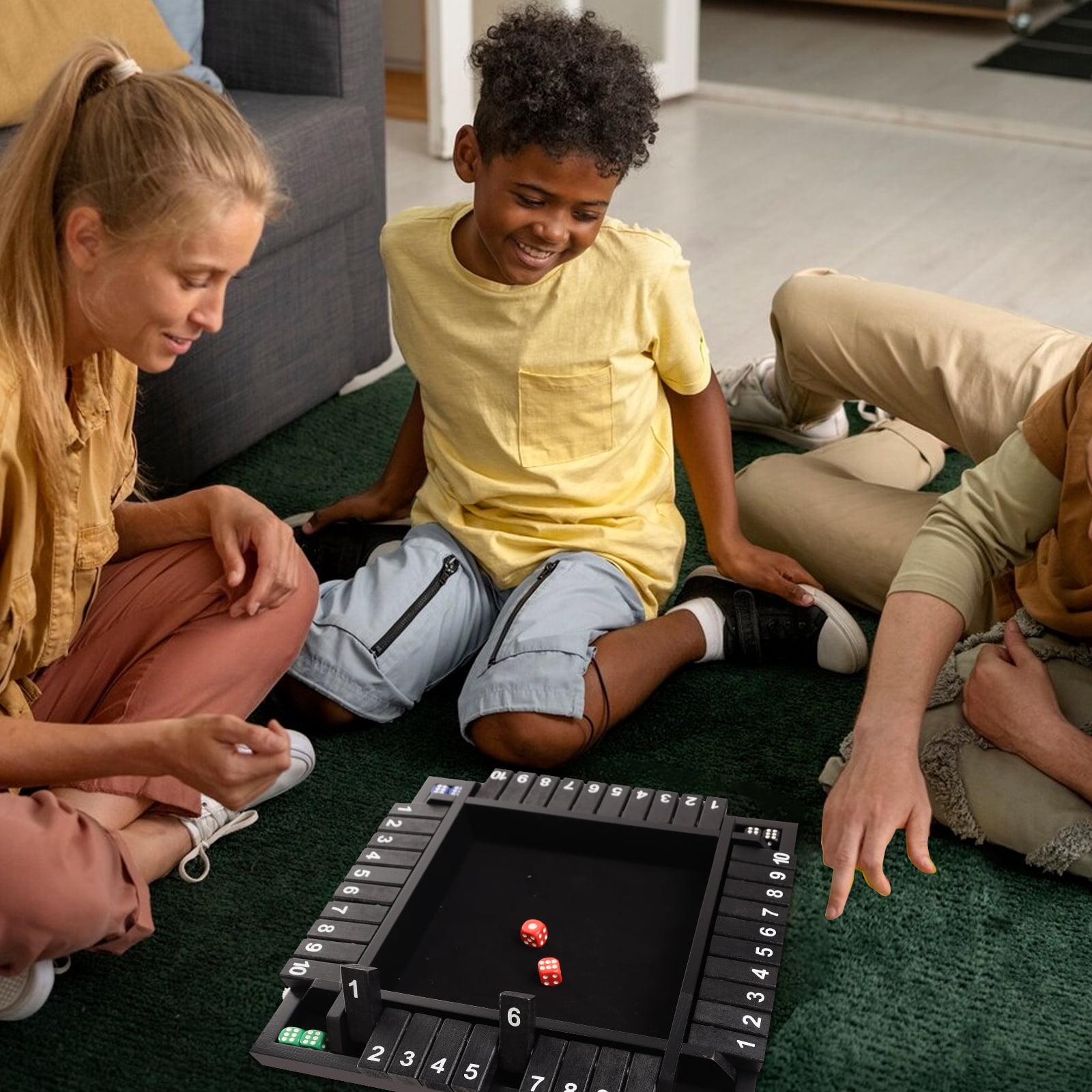 GSE Games & Sports Expert 4-Player 10 Numbers Wooden Shut the Box Dice Board Game with 8 Dices. Classic Tabletop Version of Popular English Pub Game - Black