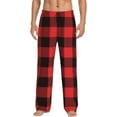 thumbnail image 2 of Goofa Buffalo Plaid Red Black Printed Soft Pajama Pants for Men, Wide Leg Comfy Casual Lounge Yoga Pants-, 2 of 9