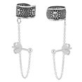 thumbnail image 2 of Stylish Blazing Sun Chain Ear Cuff Sterling Silver Post Earrings, 2 of 6