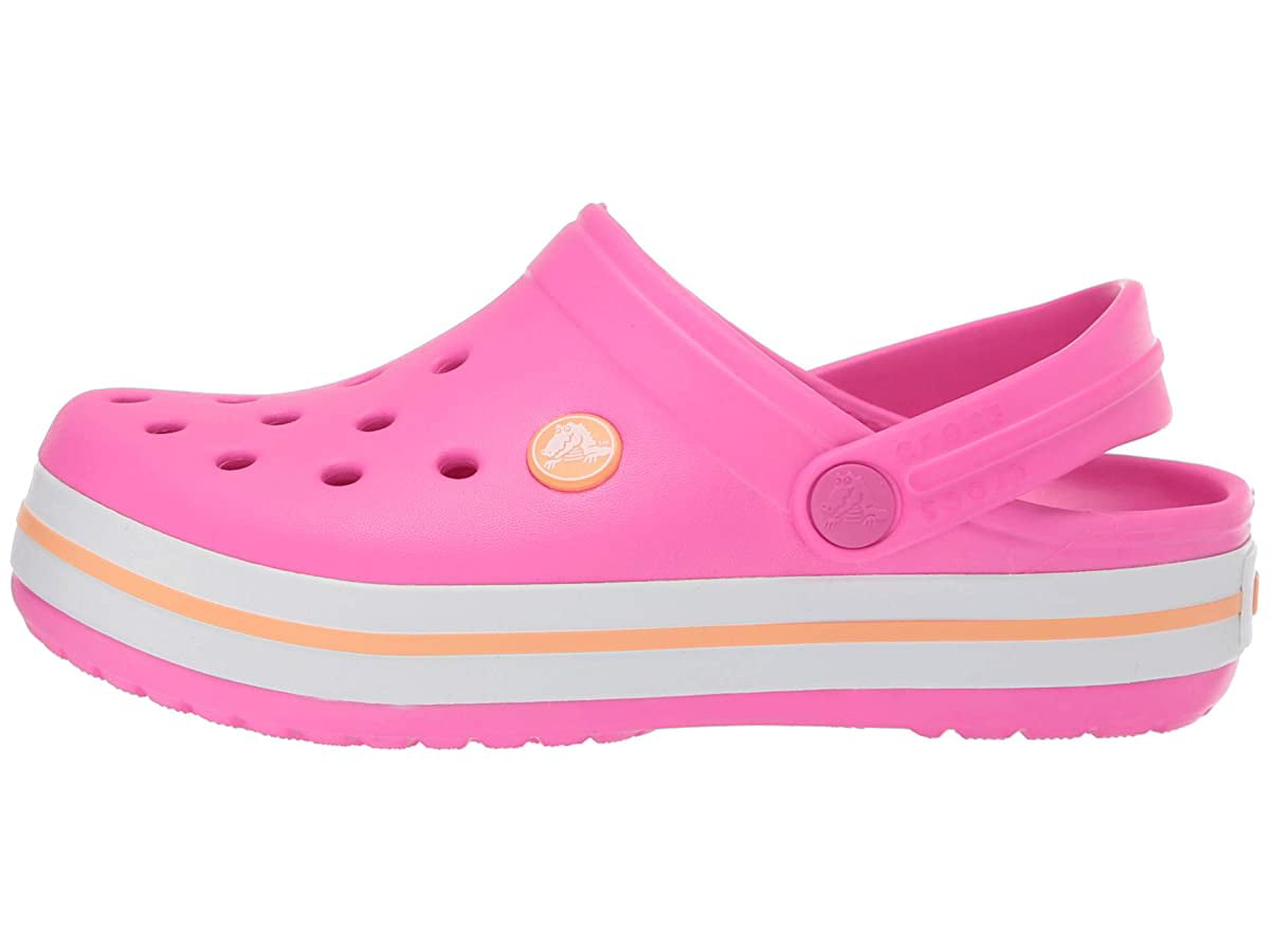 US 2 Pink NWT Crocs Youth Girls Crocband Logo Clog 205533-612 