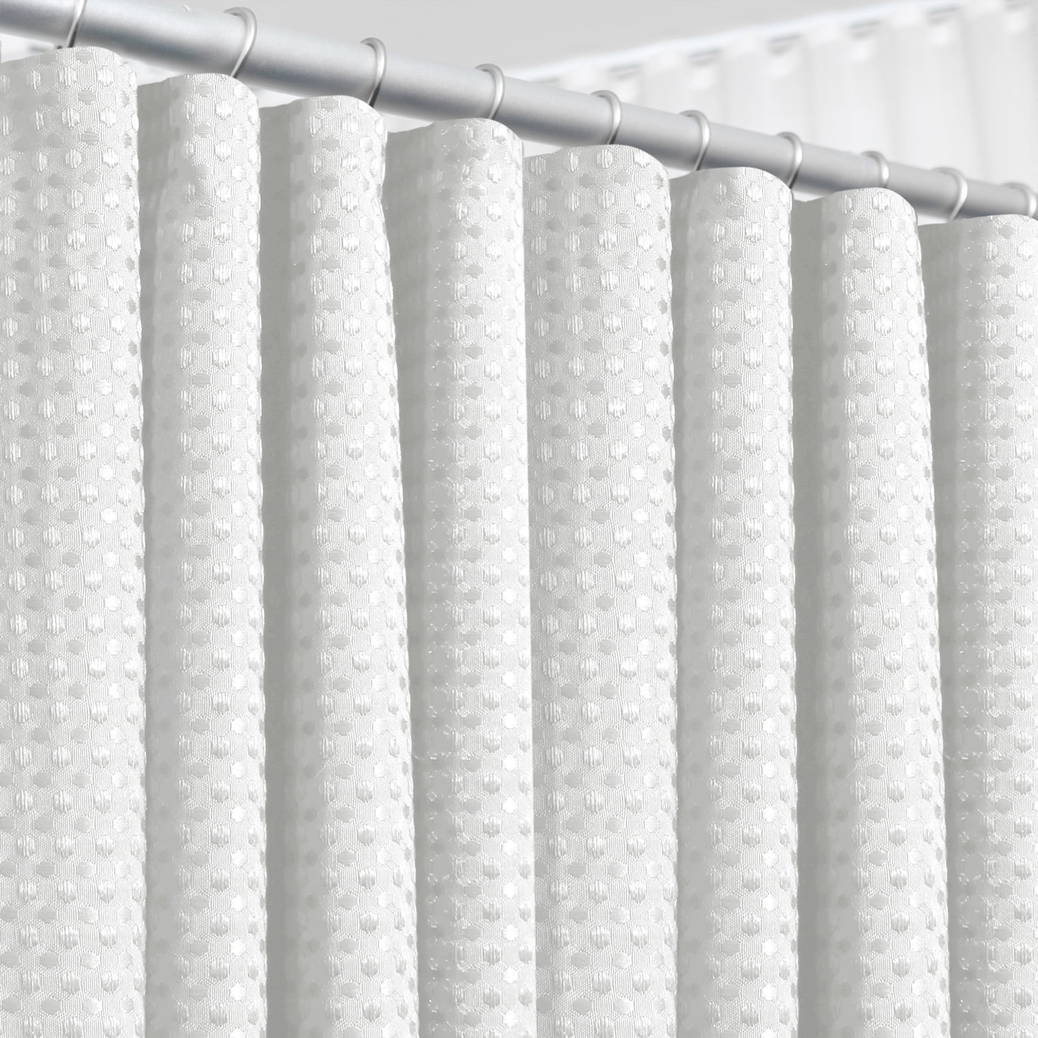 (3 pack) LammaLoe White Shower Curtains, Waffle Weave Heavy Duty Fabric Shower Curtain, 72” x 72" Hotel Luxury 256 GSM Bathroom Curtains