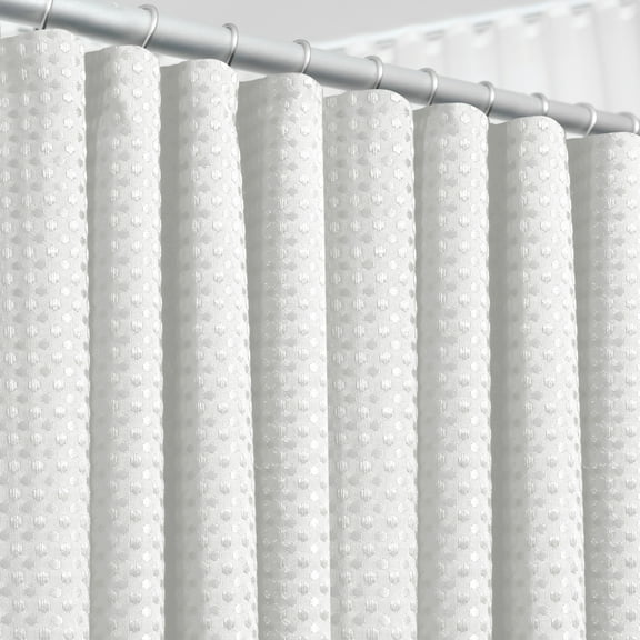 LammaLoe White Shower Curtains, Waffle Weave Heavy Duty Fabric Shower Curtain, 72” x 72" Hotel Luxury 256 GSM Bathroom Curtains