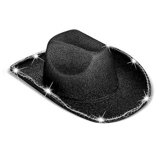 HNMKIU Western Cowboy Glitter Hat for Stage Performance and Themed Party Accessory Black,One Size