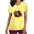 thumbnail image 2 of lcziwo Mardi Gras Scrub Tops for Women Nursing Uniforms Scrubs with Side Pockets Summer Casual Short Sleeve V Neck Tshirts Yellow XL, 2 of 6