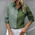 thumbnail image 2 of Kaemgyyd Womens Button down Shirt Casual Linen Button up Blouse Long Sleeve Color Block Work Office Collared Tops Tunics, 2 of 5