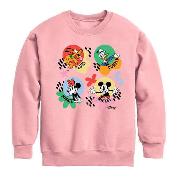 Disney - Mickey, Minnie, Pluto & Donald - Happy Bubble - Youth Crewneck Fleece Sweatshirt
