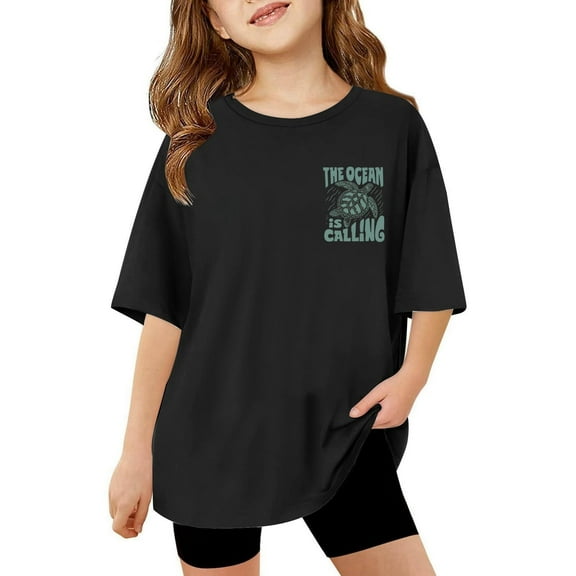 WhouRiu Toddler Boys' Tshirts Short Sleeve Letter Printed T Shirt Child Loose Casual Outdoor Tops Black,Sizes 3-4