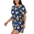 thumbnail image 2 of Wukai Funny Chicken Women's Pajama Set,Short-Sleeve Top and Shorts with Elastic Waistband and Pockets for Loungewear, Yoga, and Casual Wear-, 2 of 8
