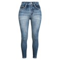 thumbnail image 4 of Women's High Waist Denim Look Jeggings, Stretchy Faux Jeans Leggings with Tummy Control, Skinny Fit Pull On Pants for Yoga Gym Workout Daily Wear Light Blue XXL, 4 of 5