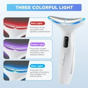 Microcurrent Neck & Face Massager – 3 LED Light Therapy, Vibration & Heat – Portable Skin Lifting & Firming Device for Neck, Chin & Jawline