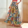 thumbnail image 5 of Women's High Waisted Maxi A-Line Skirt Floral Print Boho Style Flowy Swing Long Skirt with Pockets Casual Summer Beach Vacation Apparel Breathable Lightweight Elegant Bottoms, 5 of 9