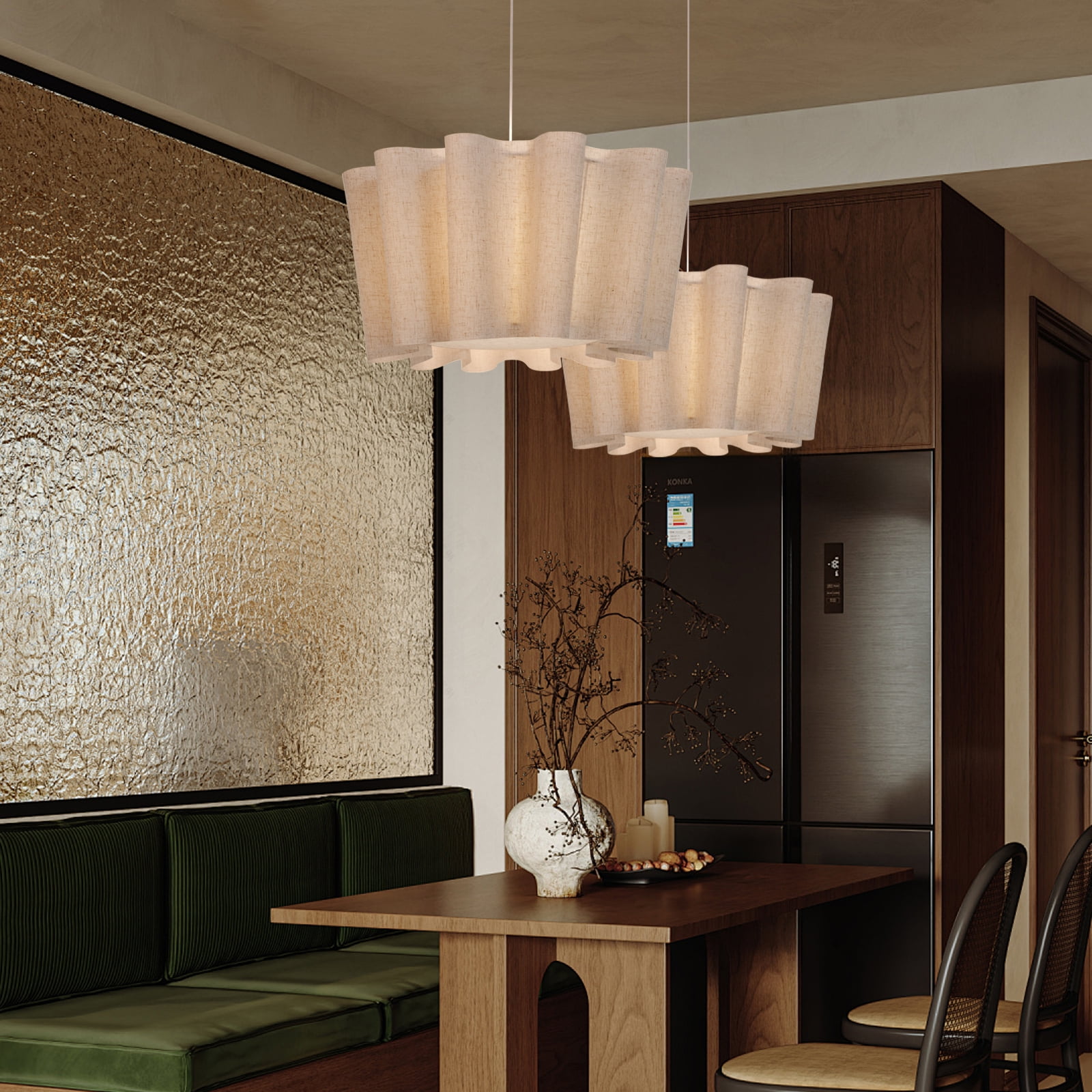 UEEYAC Retro Artistic Fabric Chandelier Wabi-sabi Pendant Light Home Decor