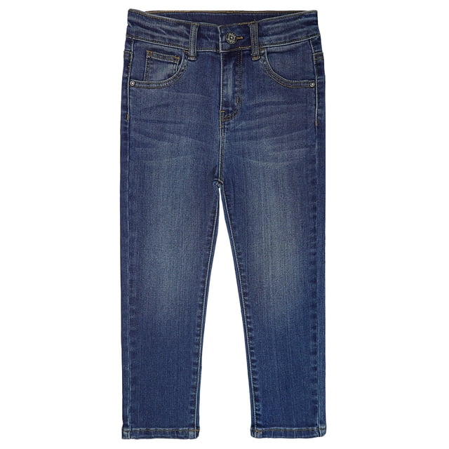 KIDSCOOL SPACE Little Boys Jeans,Elastic Band Inside Slim Fit Denim Pants,Blue,5-6 Years