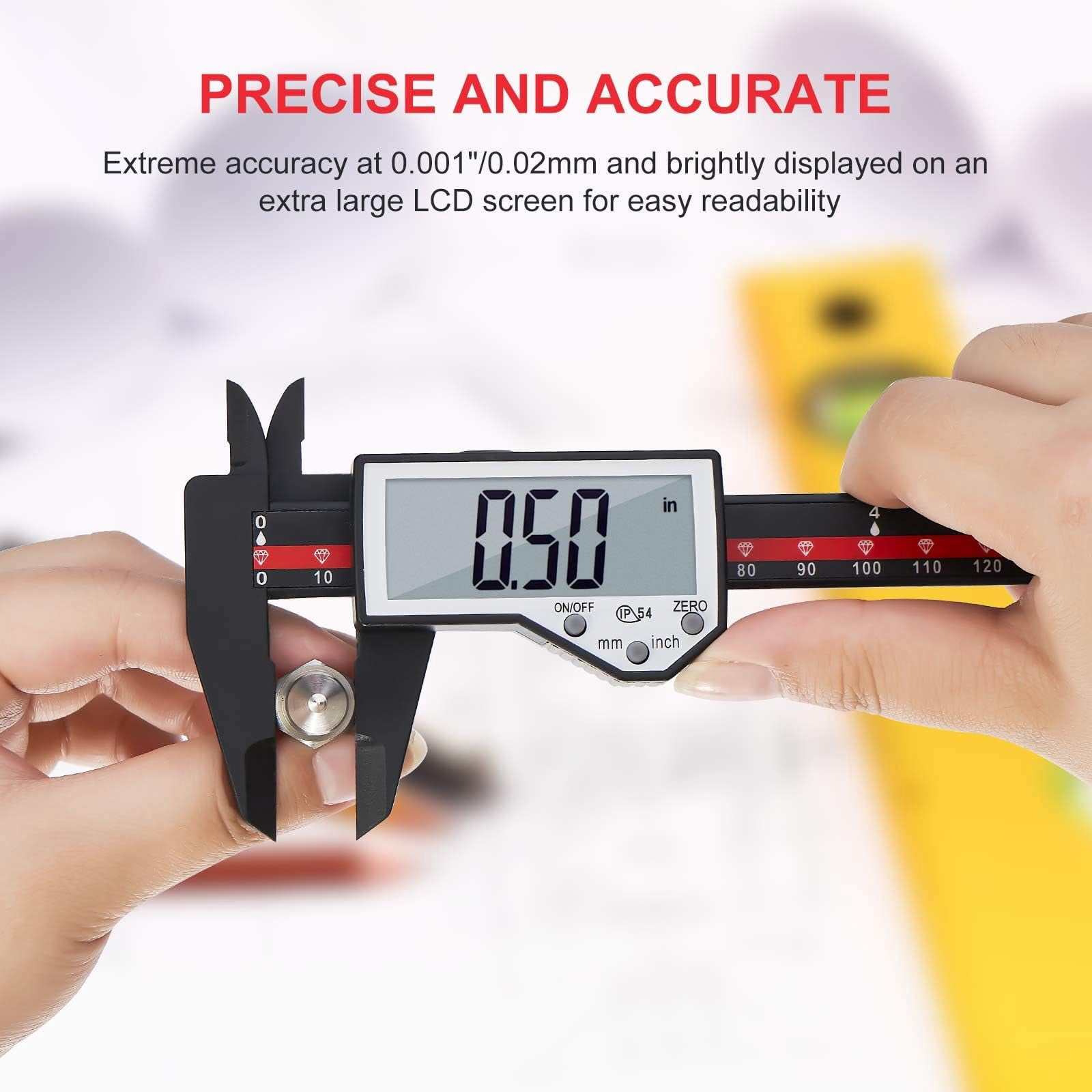 Digital Caliper, 0-6" Calipers Measuring Tool - Electronic Micrometer Caliper with Large LCD Screen, Auto-Off Feature, Inch and Millimeter Conversion