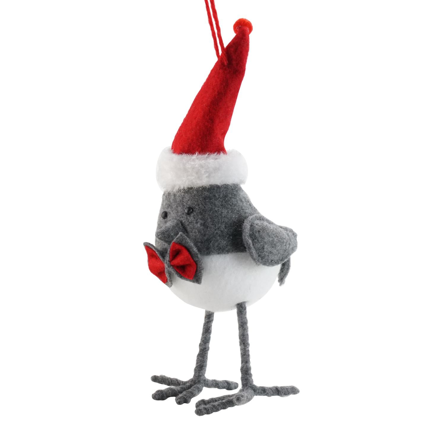 10 25 Alpine Chic Gray And White Bird Wearing Santa Hat Christmas Ornament Walmart Canada