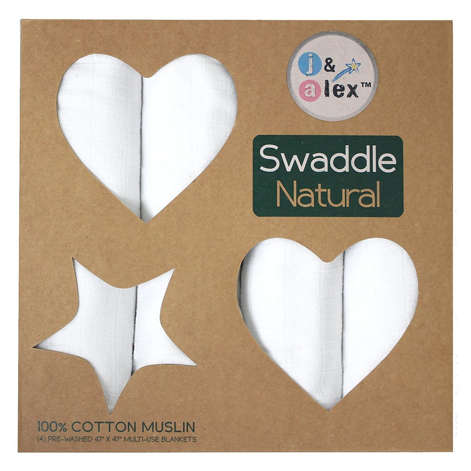 Codllyne's Hand Dyed 100 Cotton Baby Swaddle Blankets White, 4 Count, 100 Cotton