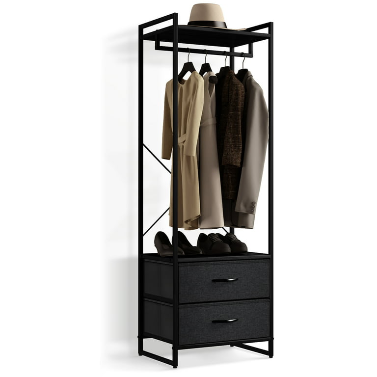Fontevraud Freestanding Closet Organizer Small Clothes Rack with Drawers  and Shelves