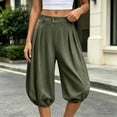 thumbnail image 6 of Vhkiploz Summer Board Shorts for Women's Pleated Everyday Bermuda Shorts Solid Color Beachwear Elastic Hem Wide Leg Running Shorts, 6 of 9