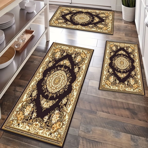Floor Rugs Sets 3 Piece with Runner, Farmhouse Kitchen Rugs and Mats Non Skid Washable Runner Rug for Kitchen Sink Laundry