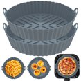 thumbnail image 3 of 2 ollas de silicona para freidora de aire con asa, forro reutilizable para freidora de aire resistente al calor, cesta de silicona para freidora de aire, bandeja redonda para hornear de 7,9 pulgadas,, 3 of 11