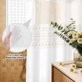 thumbnail image 3 of No Hook Shower Curtain, Beige White Boho Shower Curtains for Bathroom with See Through Top Window, Vintage Ethnic Tribe Abstract Art Waterproof & Washable Bath Curtain Long 72"x78", 3 of 9