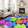 thumbnail image 2 of Rectangle Area Rugs 5 x 7 Ft, Abstract Flower Non-Slip Residential Carpet, Spring Colorful Botanical Floral Leaf Indoor Crawling Mats Runner Rugs for Living Room/Dining Room/Bedroom, 2 of 8