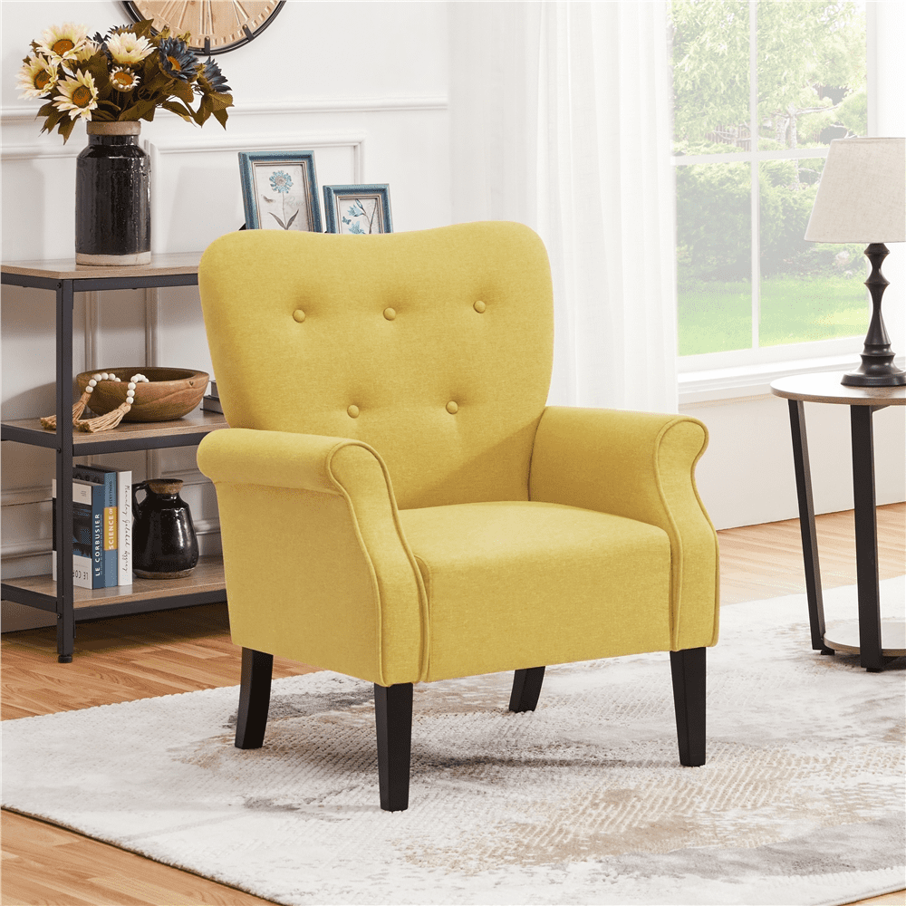 Renwick 2pcs Modern Accent Arm Chair, Yellow