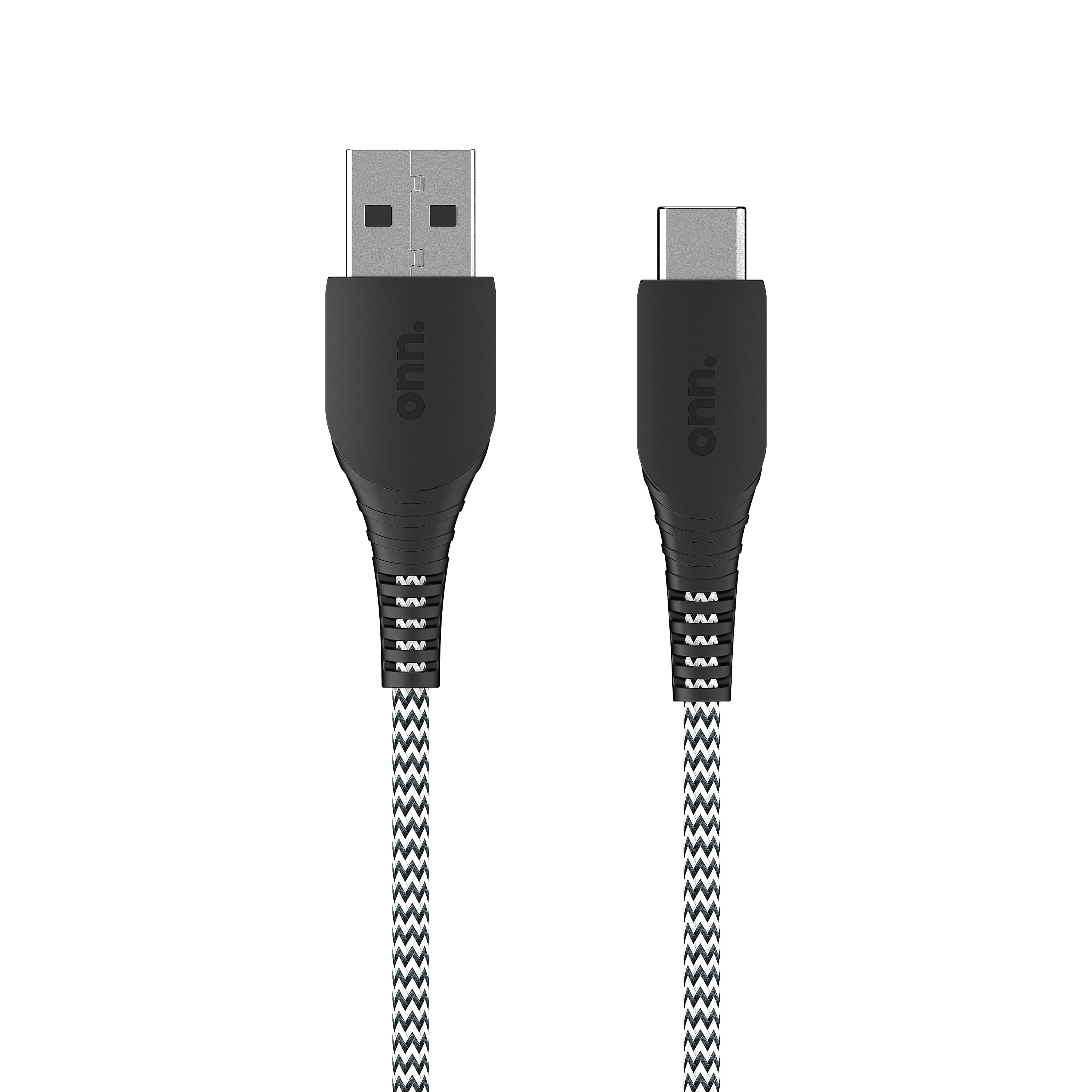 onn. 6' Braided USB-C to USB Cable, Black