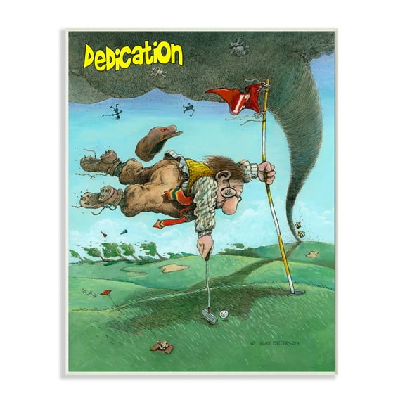 Dedication Funny Golf Cartoon Sports Design Oversized Wall Plaque Art by Gary Patterson