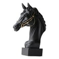 thumbnail image 2 of Estatua de cabeza de caballo, escultura, decoración del hogar, artesanía, adorno, figuras de resina Negro, 2 of 9