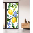 thumbnail image 2 of Window Privacy Film Lemon Flower Stained Glass Window Film Decorative Sun Block Window Cover Fruit Blue Floral Spring Blooms Botanicals Window Clings Static Adhesive Sticker for Bathroom 35.4"x78.7", 2 of 7