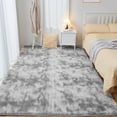 thumbnail image 5 of Emossie 8' x 10' Area Rug for Living Room, Tie-dye Grey Large Fluffy Rug for Bedroom, Indoor Rectangle Shag Rugs, Flame Retardant, Light Grey, 5 of 10