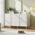 thumbnail image 3 of Studyset White Dresser, Modern 6 Drawer Dresser for Bedroom with Gold Handle and Large Drawer, Wood Double Chest of Drawers and Storage Organizer, 3 of 6