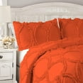 thumbnail image 3 of DNG Creations 1 Piece Ruffle Ribbon Design Comforter ( Full/Queen Size ) Ultra Soft All-Season 550 GSM 800 Threads Count,100% Egyptian Cotton - Solid Orange Colour, 3 of 5