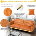 thumbnail image 6 of ACMEASE 70” Velvet Futon Sofa Bed with Adjustable Armrests and 2 Pillows, Convertible Futon Couch, Orange, 6 of 7