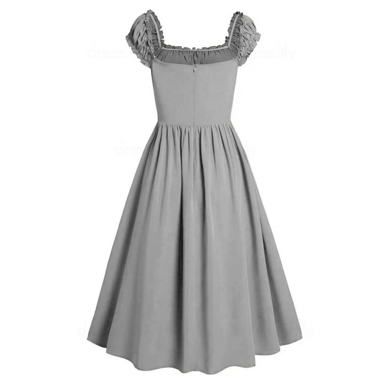 Kaemgyyd Corset Dress for Women Renaissance Vintage Short Sleeve Midi Dress  Cute A-Line Flowy Summer Dresses for Party - Walmart.com