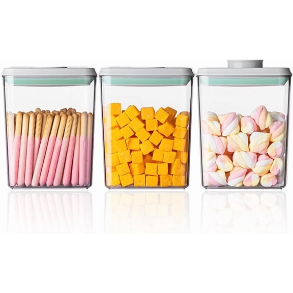 ANKOU 3-Pack 1.2QT Airtight Food Containers, One-Touch Pop Lid & Stackable for Pantry