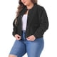 thumbnail image 4 of Chaqueta Plus Size Agnes Orinda para Mujeres, de Manga Larga, con Botones, Casual, con Bolsillos, Negra, 3X, 4 of 5