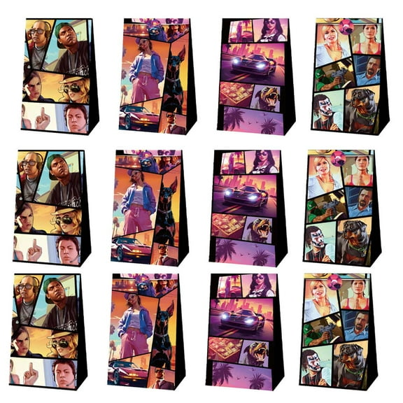 Grand Theft Auto GTA Goodie Party Favor Candy Bags Birthday Decorations Treat Supplies