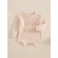thumbnail image 5 of Suealasg Baby Boys Girls Sweater Romper Long Sleeve Round Neck Letter Embroidery Knit Bodysuit Infant Boys Girls Winter Playsuit, 5 of 9